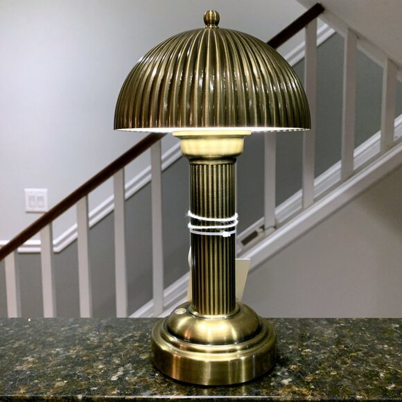 Hearth & and Hand Magnolia Brass Fluted Metal Rechargeable Library Table Lamp - Picture 3 of 4